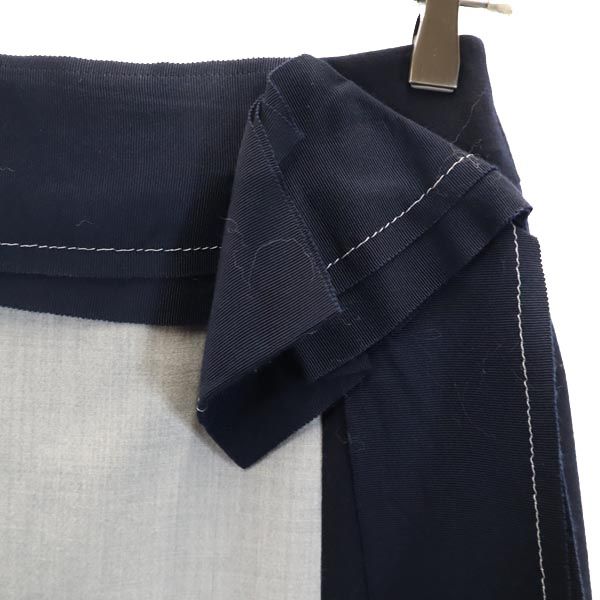 ランバンオンブルー 日本製 ウールブレンド ミニ丈 タイトスカート 38 ネイビー系 LANVIN en Bleu バックジップ レディース