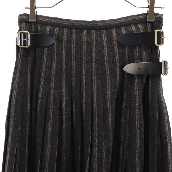 beautiful people ビューティフルピープル ウールブレンド ロング丈 ラップスカート 36 グレー系 バックプリーツ レディース