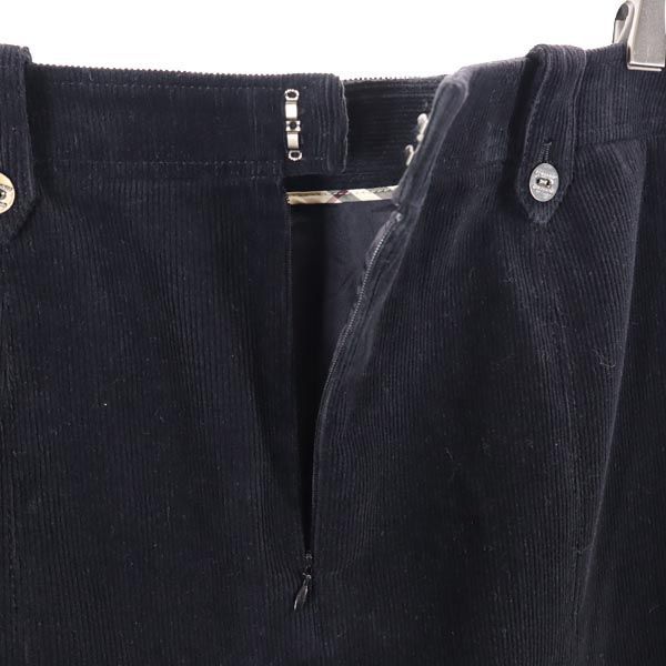 バーバリー 三陽商会 ロング丈 コーデュロイ スカート 15 ブラック系 BURBERRY バックジップ レディース