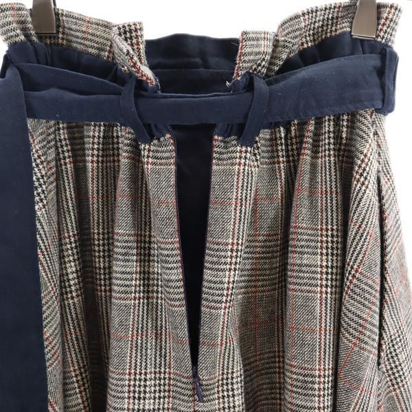 AMERI UNDRESSED アメリ チェック柄 ロングスカート グレー×ネイビー レディース