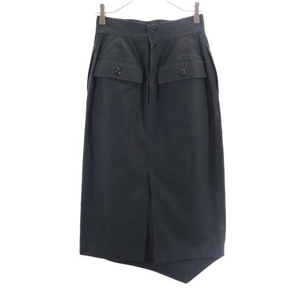 HYKE ハイク リネンブレンド ロング丈 タイトスカート 1 ブラック レディース