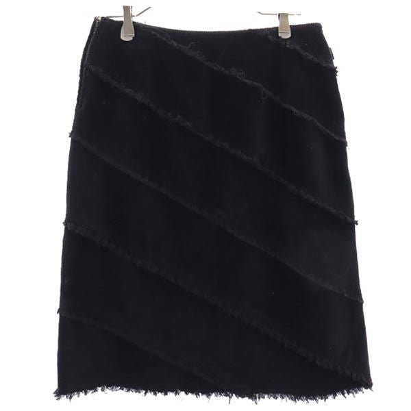 MOSCHINO モスキーノ ミディ丈 コーデュロイ スカート 44 ブラック レディース