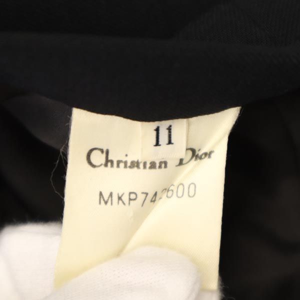 Christian Dior クリスチャンディオール ウール100% ミディ丈 タイトスカート 11 ブラック系 バックジップ レディース