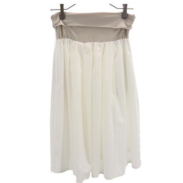 SUN MOTOYAMA サンモトヤマ イタリア製 ミディ丈 ギャザースカート 40 ホワイト系 レディース