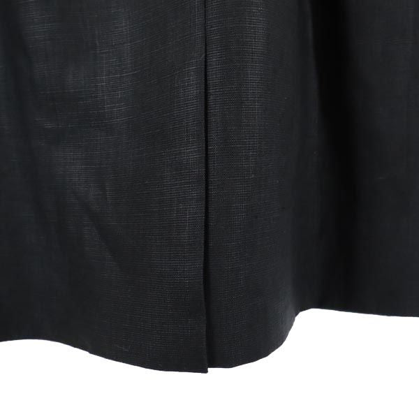 YVES SAINT LAURENT イヴサンローラン ミディ丈 リネン タイトスカート S ブラック系 サイドジップ レディース