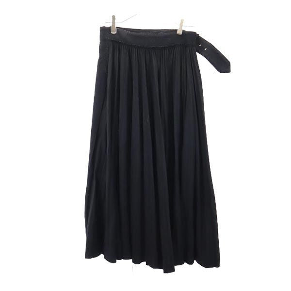 ワイズ タケシコウサカ ロング丈 プリーツ切替 ラップスカート ブラック Y's TAKESHI KOSAKA レディース