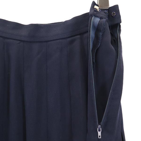 GIVENCHY ジバンシィ 80s 90s オールド 日本製 ウールブレンド ロング丈 プリーツスカート 8 ネイビー系 サイドジップ レディース