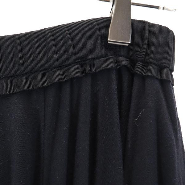ロング丈 ギャザースカート XS ブラック系 バックジップ レディース