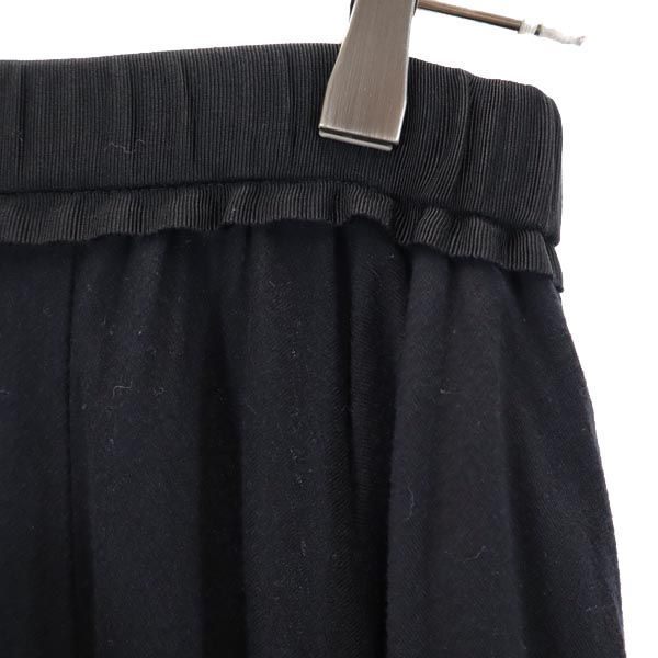 ロング丈 ギャザースカート XS ブラック系 バックジップ レディース