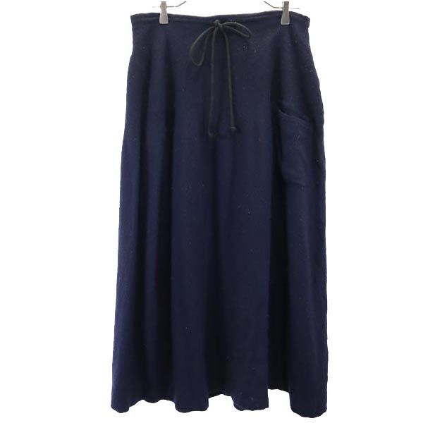 Yohji Yamamoto ヨウジヤマモト 日本製 ウール ロングスカート 2 ネイビー系 バックジップ レディース