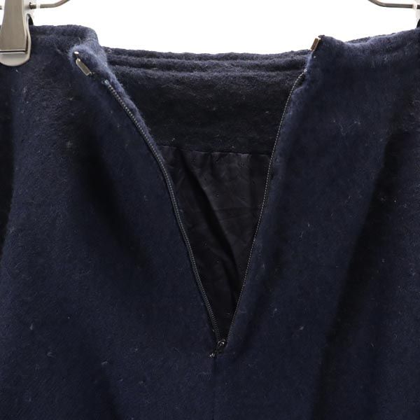 Yohji Yamamoto ヨウジヤマモト 日本製 ウール ロングスカート 2 ネイビー系 バックジップ レディース