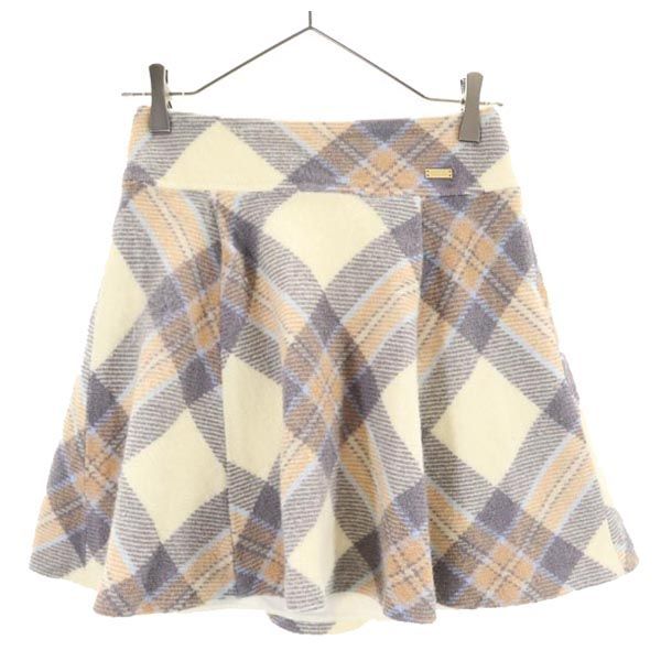 BLUE LABEL CRESTBRIDGE ブルーレーベルクレストブリッジ 三陽商会 ウールブレンド ミニ丈 フレアスカート 36 ベージュ系 レディース