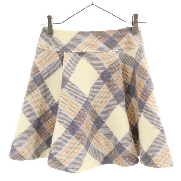 BLUE LABEL CRESTBRIDGE ブルーレーベルクレストブリッジ 三陽商会 ウールブレンド ミニ丈 フレアスカート 36 ベージュ系 レディース