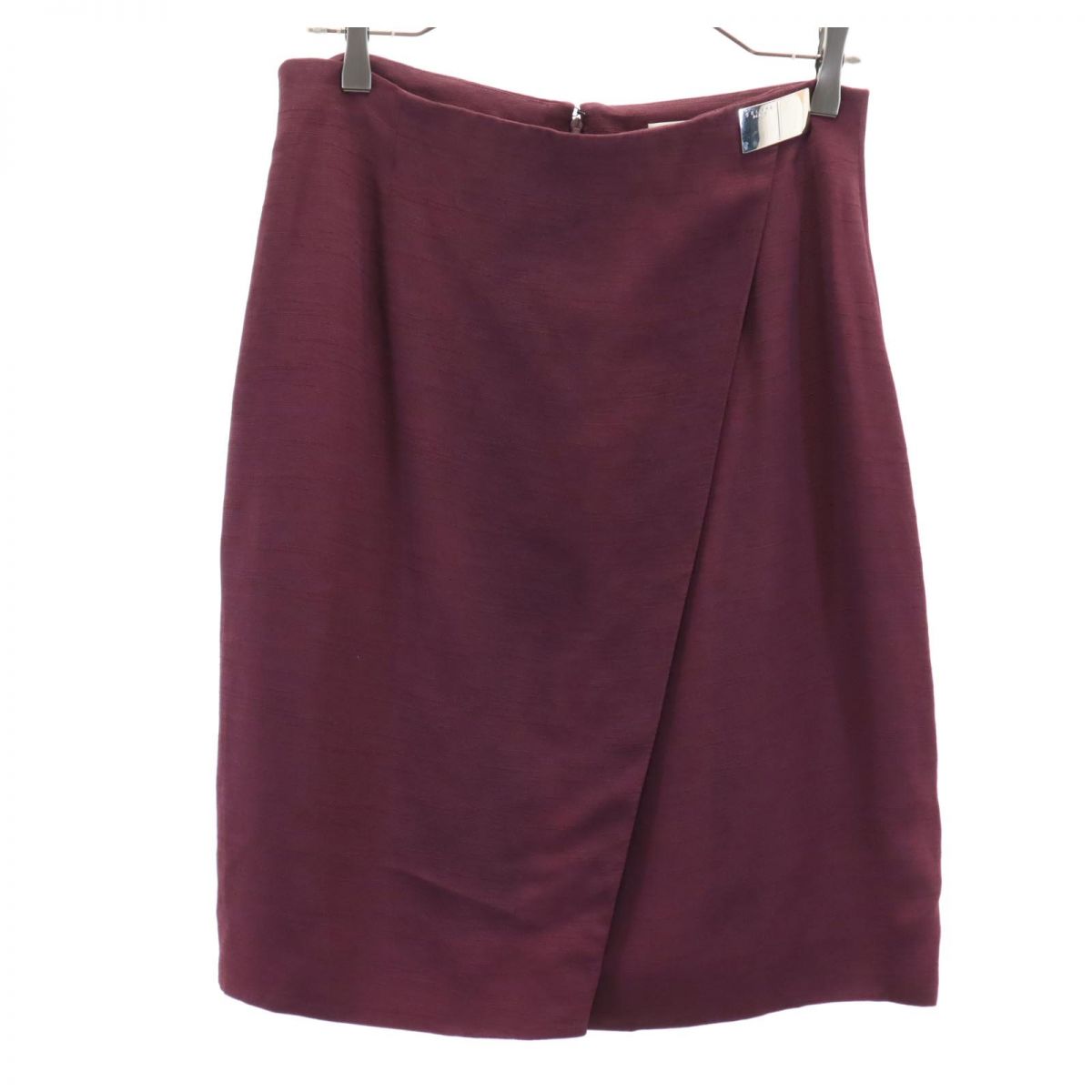 セリーヌ フランス製 ミディ丈 ラップスカート 42 パープル系 CELINE バックジップ レディース