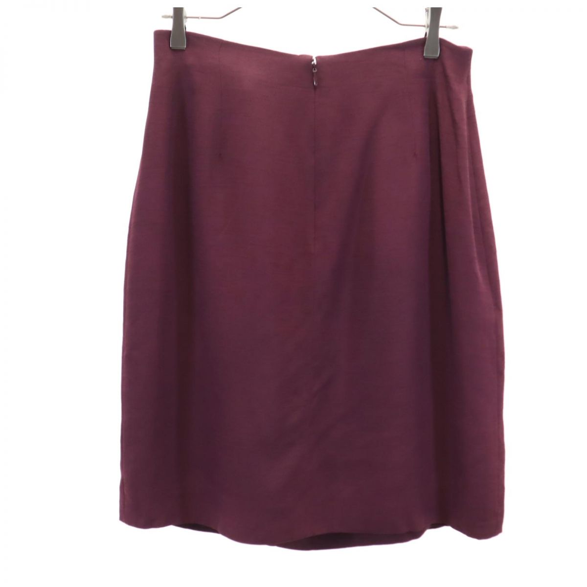 セリーヌ フランス製 ミディ丈 ラップスカート 42 パープル系 CELINE バックジップ レディース