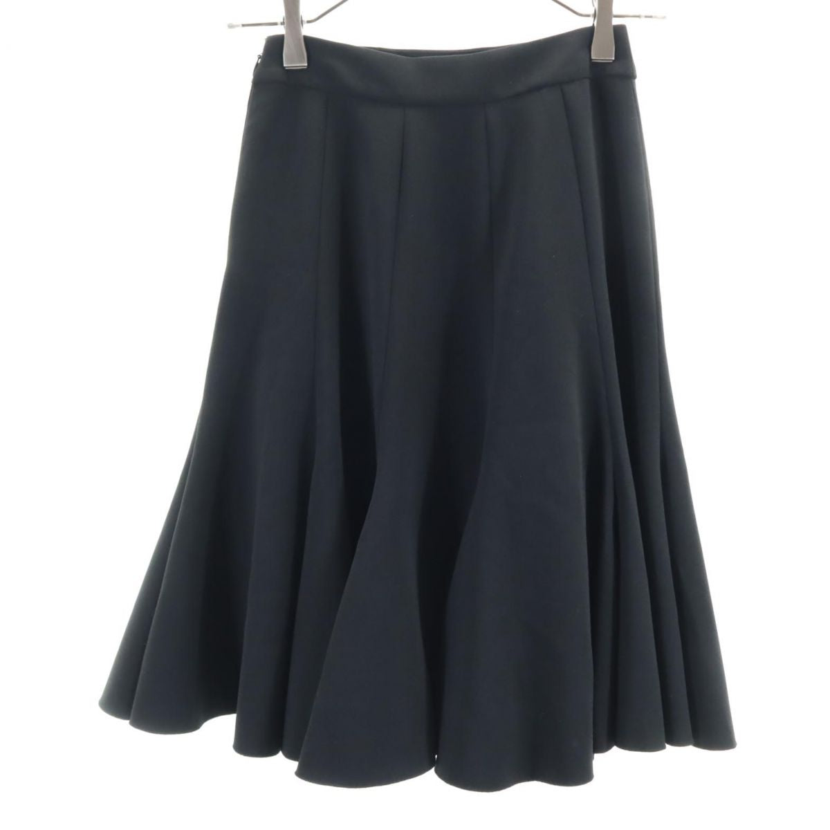 LANVIN ランバン 日本製 ミディ丈 フレアスカート 36 黒 レディース