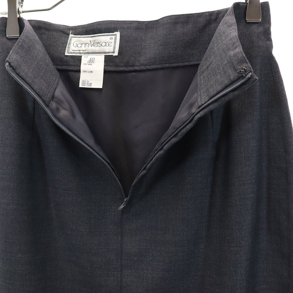 Gianni Versace ジャンニヴェルサーチ イタリア製 ミニ丈 ラップスカート 40 ブラック系 レディース
