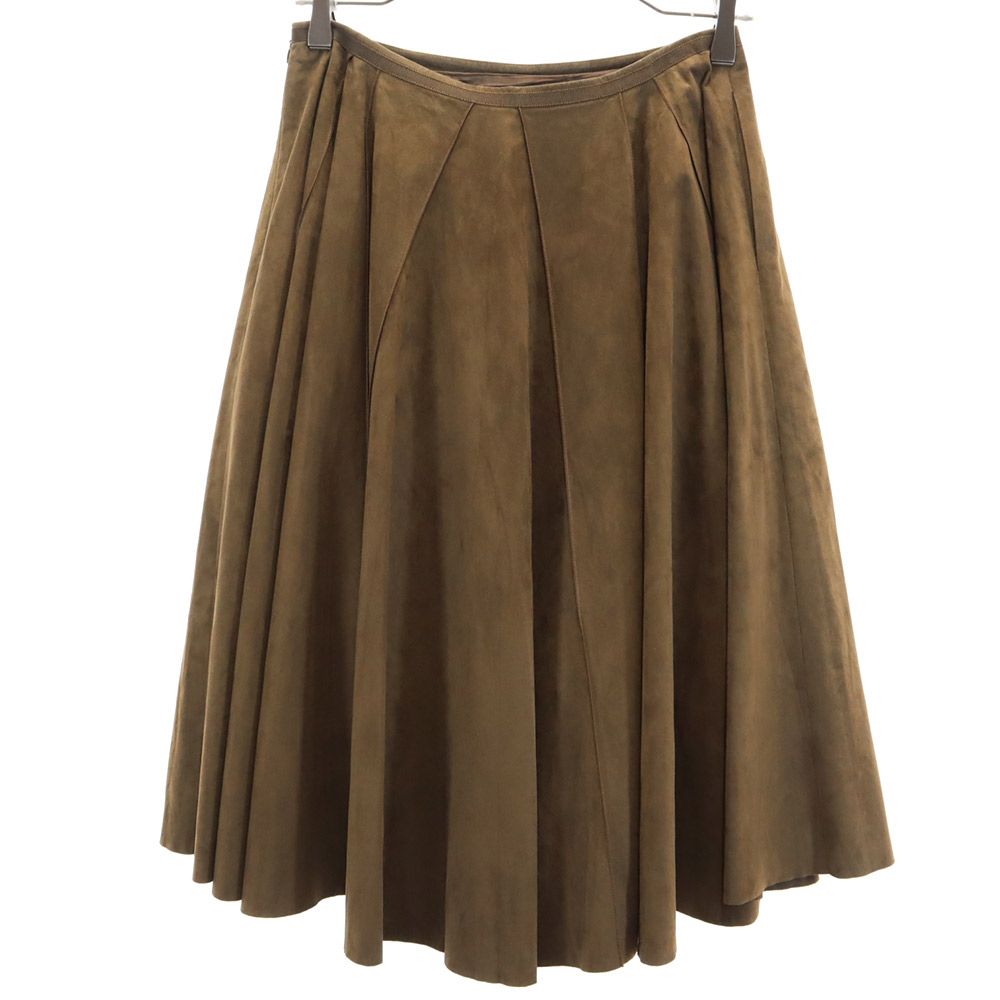 FOXEY フォクシー 日本製 ミニ丈 フェイクレザー フレアスカート 40 ブラウン BOUTIQUE レディース