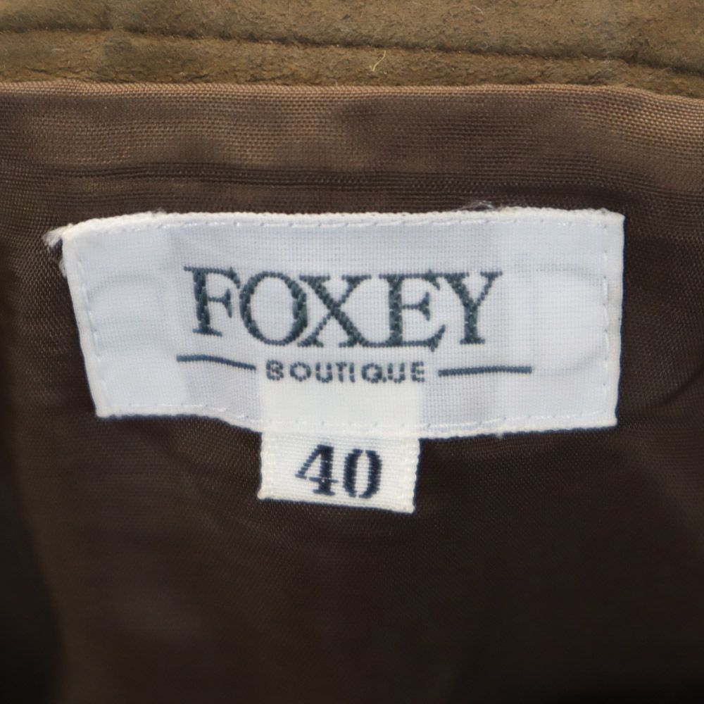 FOXEY フォクシー 日本製 ミニ丈 フェイクレザー フレアスカート 40 ブラウン BOUTIQUE レディース
