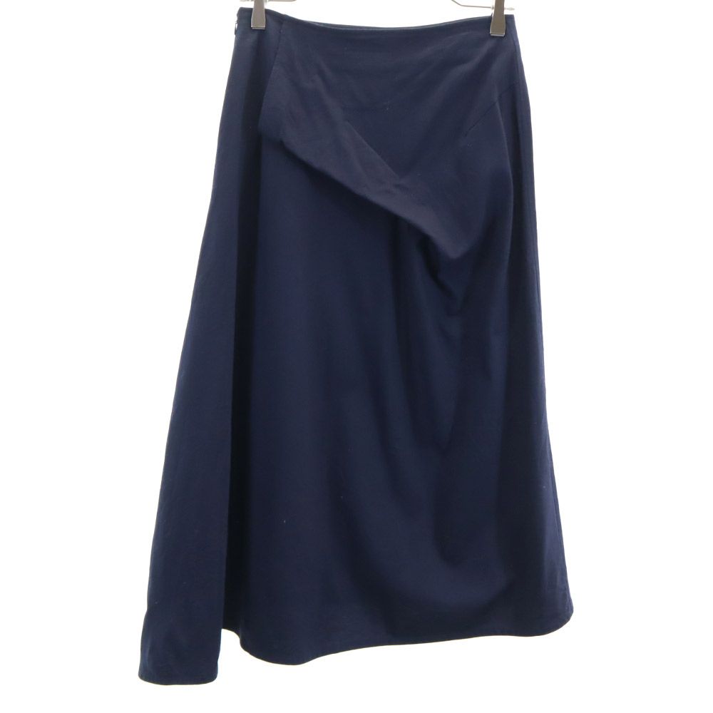 Yohji Yamamoto ヨウジヤマモト 日本製 ロング丈 シワ加工 フレアスカート 1 ネイビー レディース