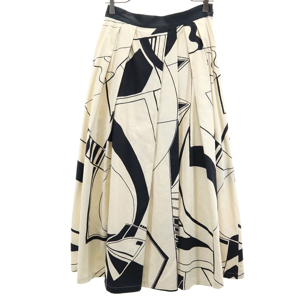 ハウスオブロータス 総柄 ロング丈 フレアスカート ホワイト系 HOUSE OF LOTUS サンプル品 レディース