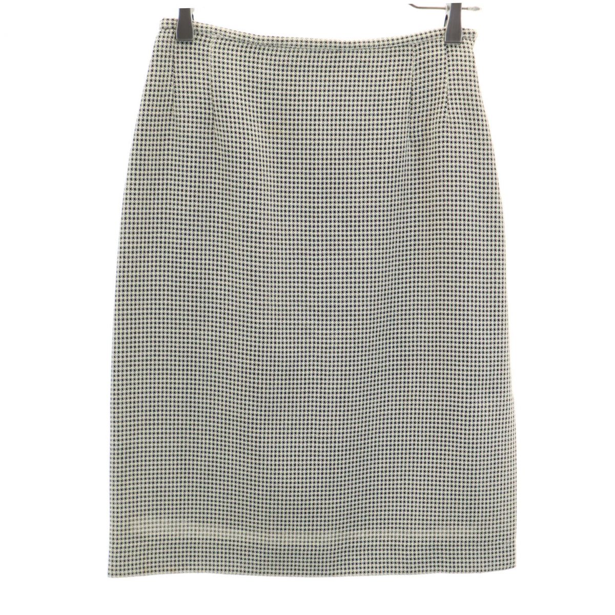 VALENTINO ヴァレンティノ イタリア製 ウール 総柄 ミディ丈 タイトスカート 42 生成り サイドスリット サイドジップ レディース