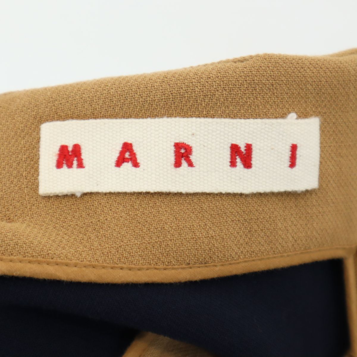 MARNI マルニ 配色 ミディスカート 38 ブラウン系×紺 バックジップ レディース