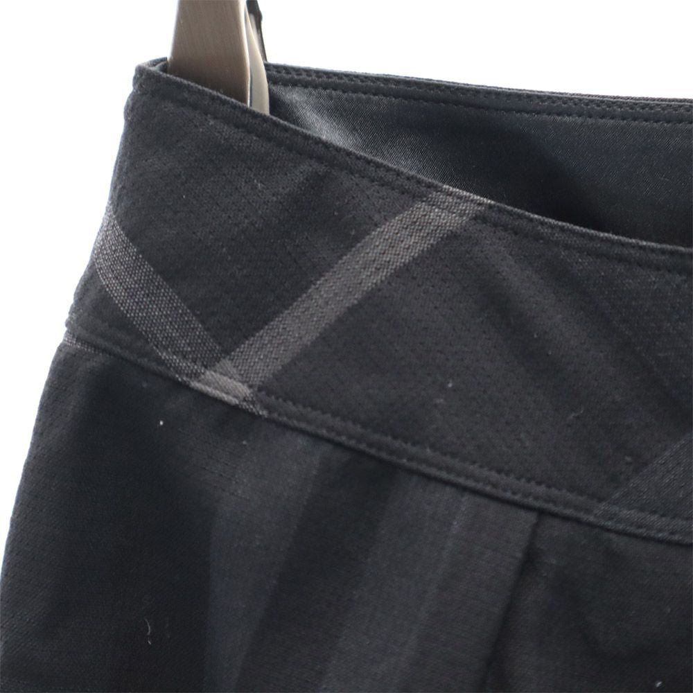 BURBERRY バーバリー 三陽商会 日本製 ウール チェック柄 ミディ丈 タック スカート 38 黒系 レディース