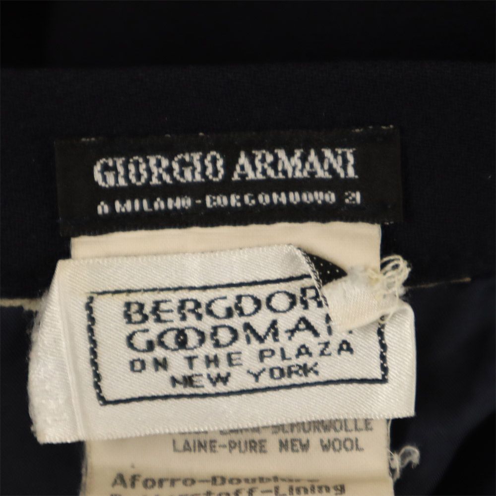 GIORGIO ARMANI ジョルジオアルマーニ 90s イタリア製 ウール オールド ミディ丈 フレアスカート 40 ネイビー レディース