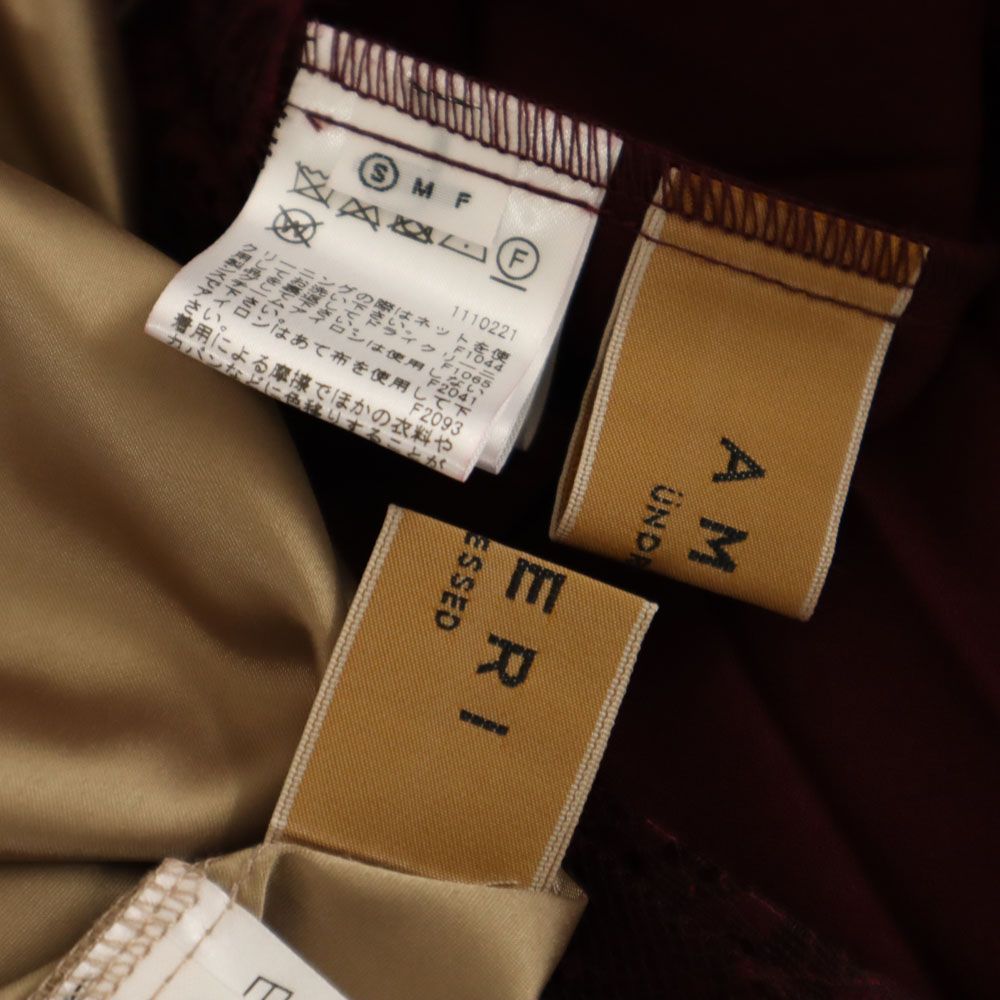 AMERI UNDRESSED アメリ ロング丈 レース 切替 プリーツスカート S エンジ ペチコート付き ウエストゴム レディース