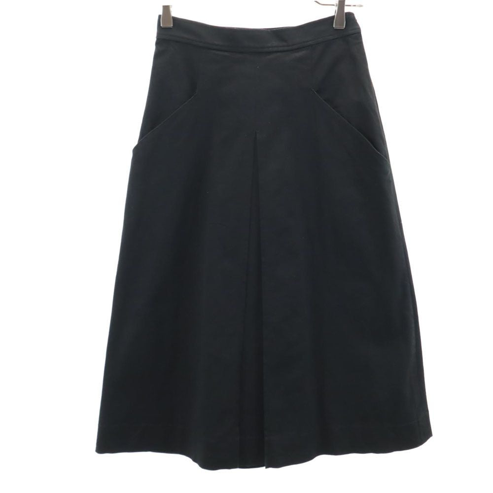 JIL SANDER ジルサンダー イタリア製 ミモレ丈 ストレッチ スカート 32 ブラック NAVY レディース