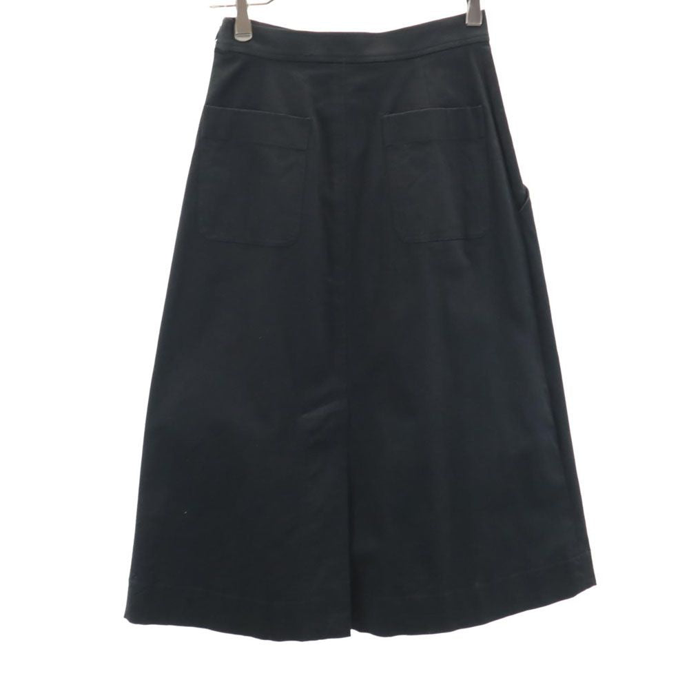 JIL SANDER ジルサンダー イタリア製 ミモレ丈 ストレッチ スカート 32 ブラック NAVY レディース