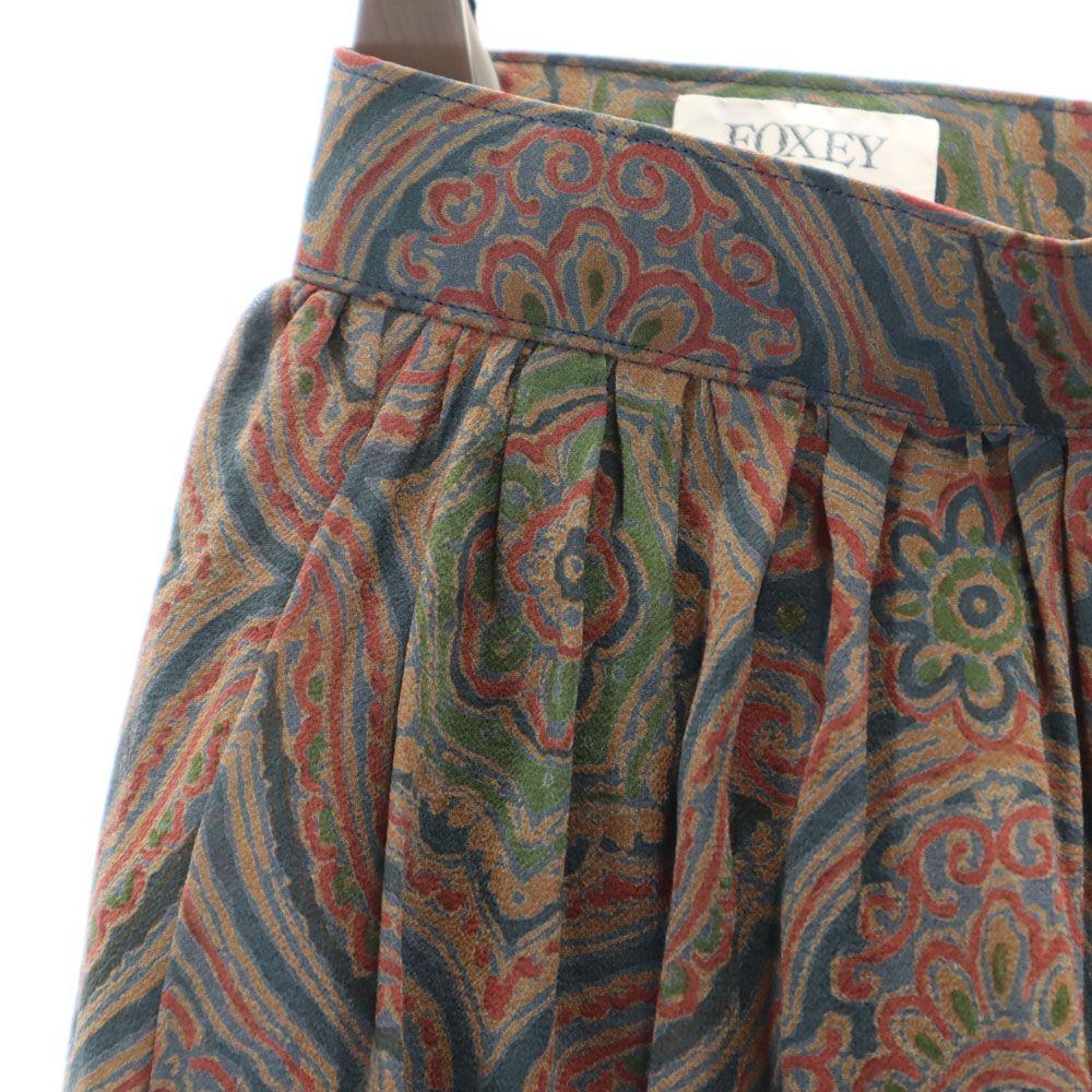 FOXEY フォクシー 日本製 総柄 ミニ丈 フレアスカート 40 レディース