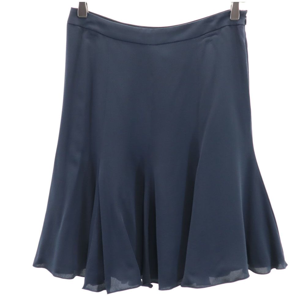 MAX MARA マックスマーラ シルク100% ミディ丈 フレアスカート 36 ネイビー レディース