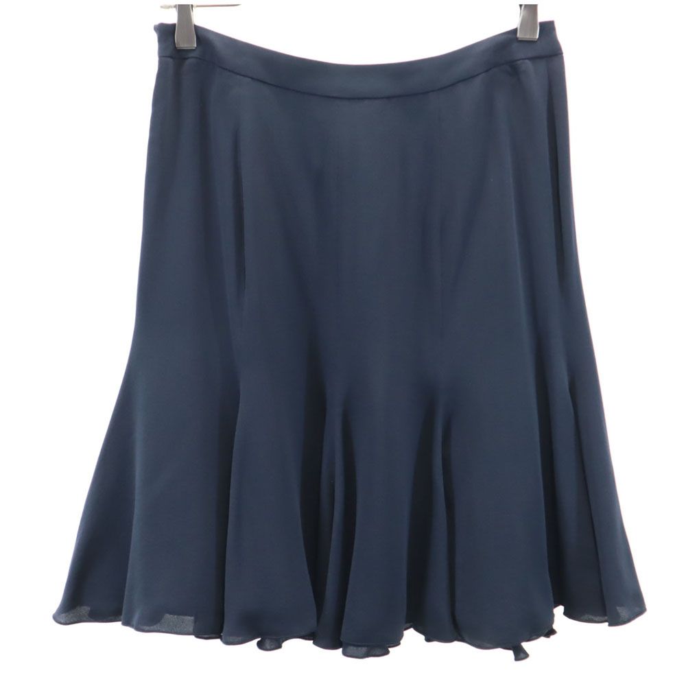 MAX MARA マックスマーラ シルク100% ミディ丈 フレアスカート 36 ネイビー レディース
