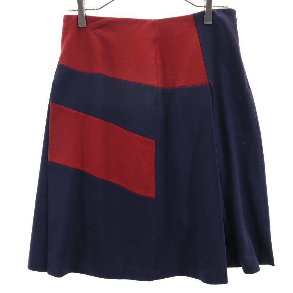JIL SANDER ジルサンダー イタリア製 ミディ丈 スカート 38 ネイビー×レッド系 NAVY レディース