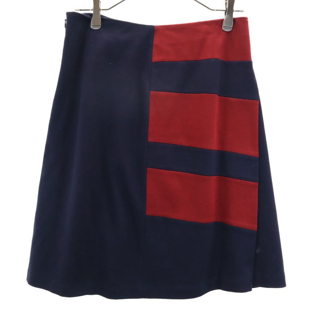 JIL SANDER ジルサンダー イタリア製 ミディ丈 スカート 38 ネイビー×レッド系 NAVY レディース
