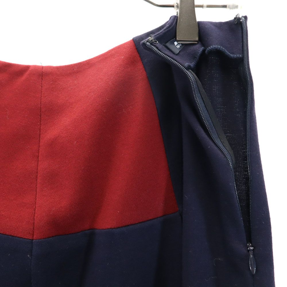 JIL SANDER ジルサンダー イタリア製 ミディ丈 スカート 38 ネイビー×レッド系 NAVY レディース