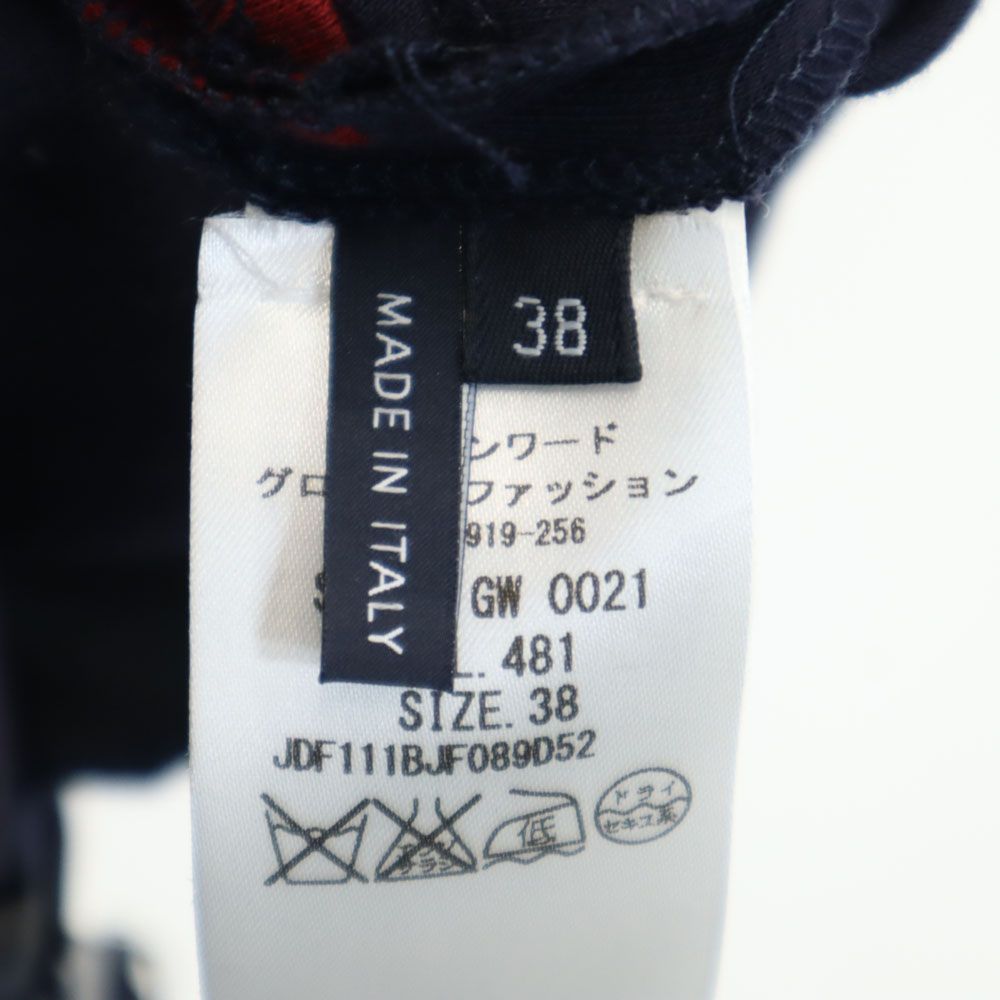 JIL SANDER ジルサンダー イタリア製 ミディ丈 スカート 38 ネイビー×レッド系 NAVY レディース