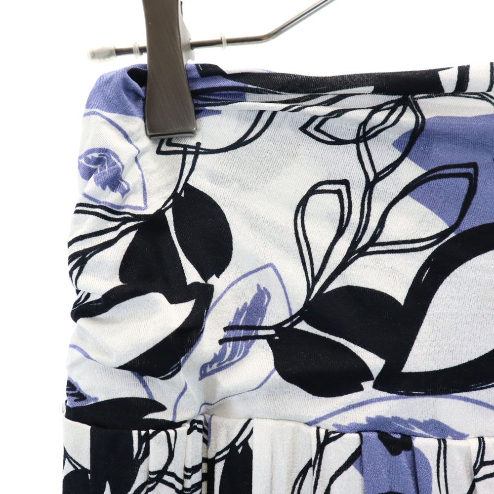 MAX MARA マックスマーラ イタリア製 総柄 ミディ丈 ギャザースカート S ホワイト系 STUDIO ウエストゴム レディース