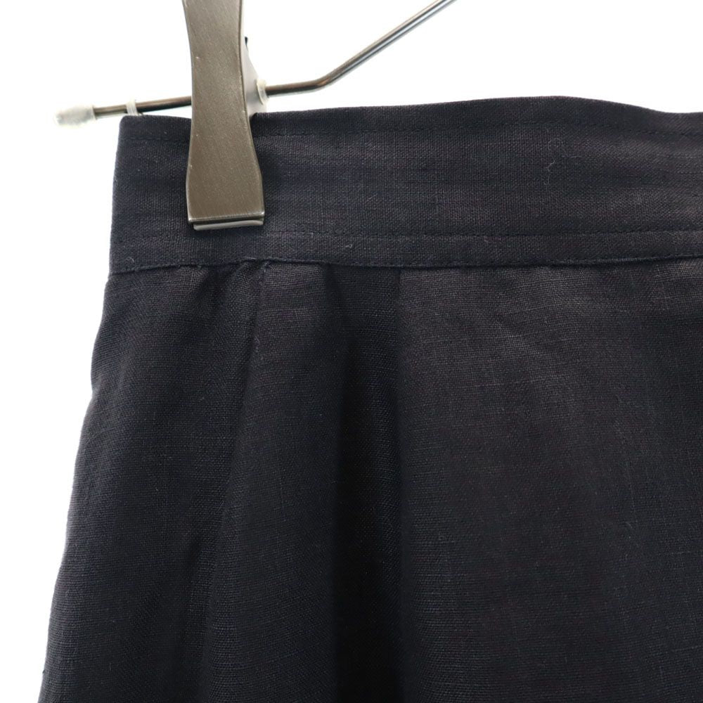 Salvatore Ferragamo サルヴァトーレフェラガモ イタリア製 ミディ丈 リネン タイトスカート 40 ネイビー レディース