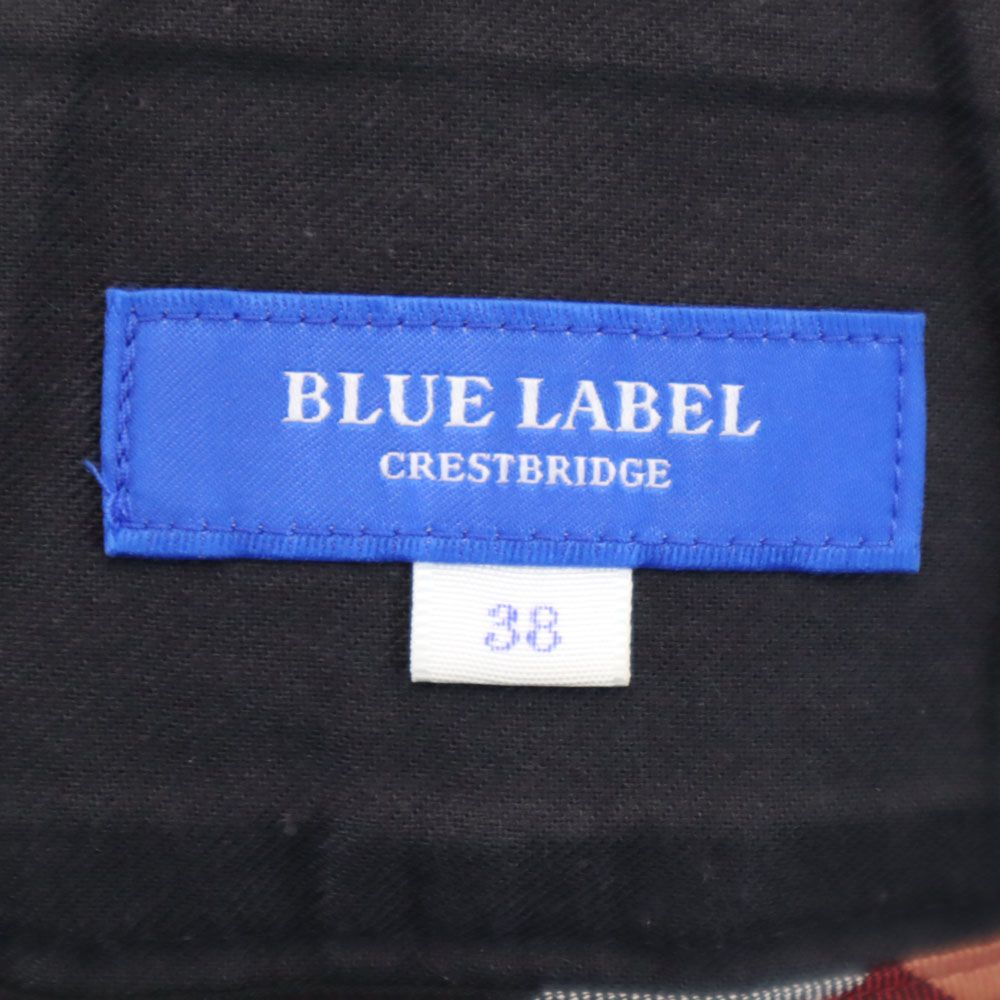 BURBERRY BLUE LABEL CRESTBRIDGE バーバリーブルーレーベルクレストブリッジ 三陽商会 ミモレ丈 スカート 38 ネイビー サイドジップ ベルト付き レディース