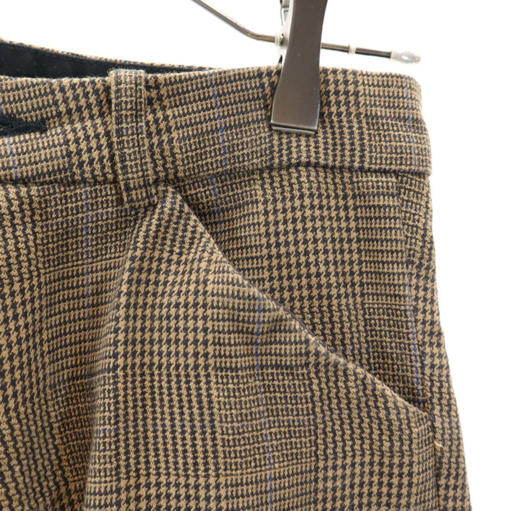 ネメス チェック柄 クロップドパンツ S ブラウン系 NEMETH ボタンフライ メンズ