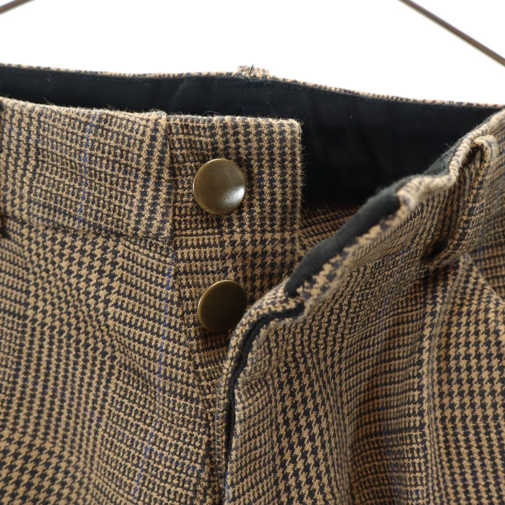 ネメス チェック柄 クロップドパンツ S ブラウン系 NEMETH ボタンフライ メンズ