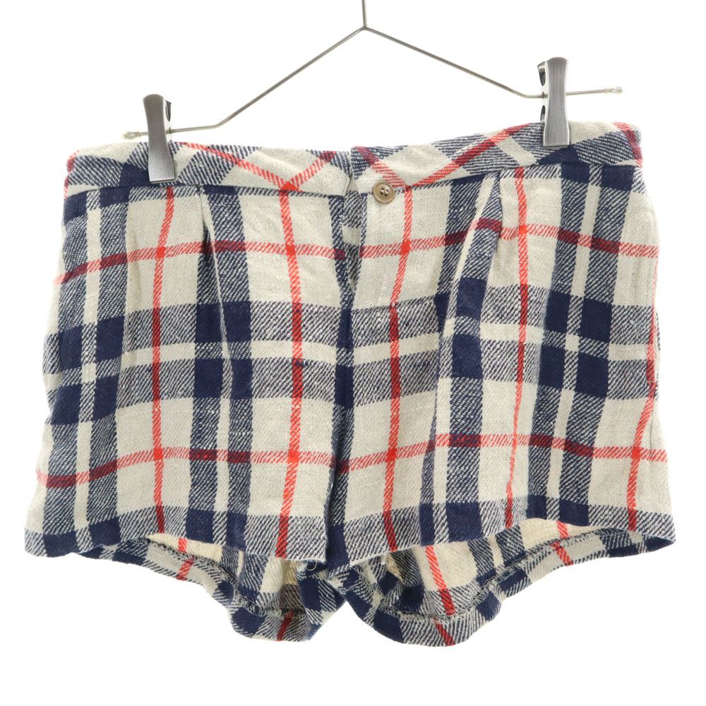 YAECA ヤエカ 日本製 リネン チェック柄 ショートパンツ M ブラウン系 レディース