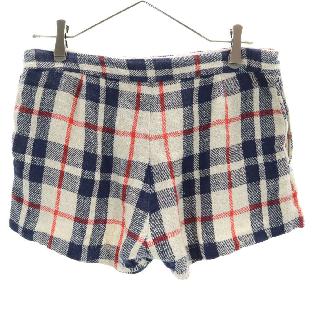 YAECA ヤエカ 日本製 リネン チェック柄 ショートパンツ M ブラウン系 レディース