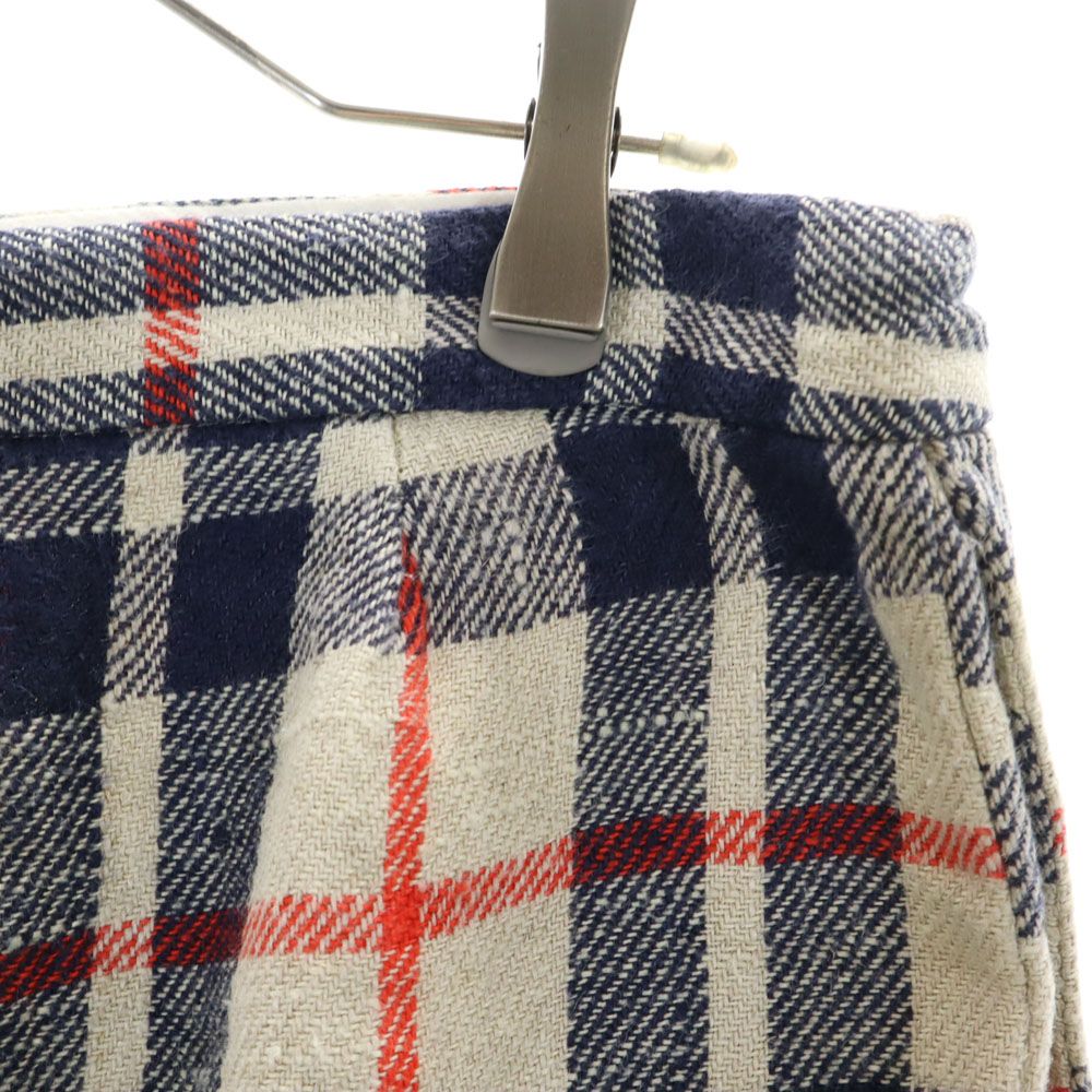 YAECA ヤエカ 日本製 リネン チェック柄 ショートパンツ M ブラウン系 レディース