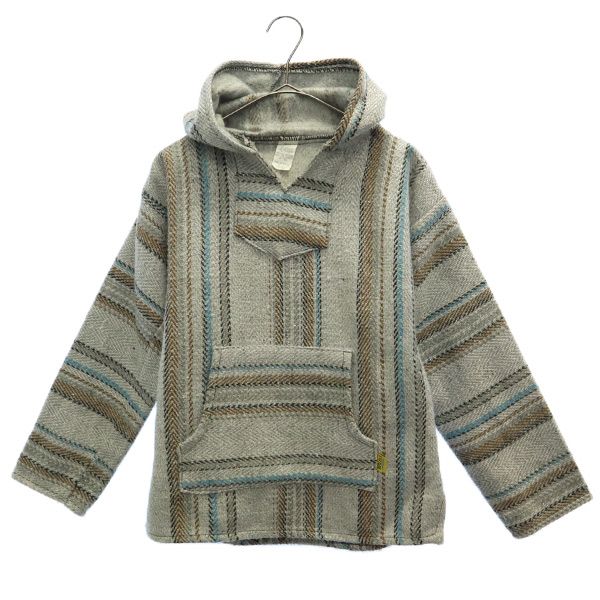 MOLINA モリーナ ボーダー 長袖 メキシカン パーカー グレー系 プルオーバー レディース