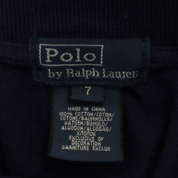 Polo by Ralph Lauren ポロバイラルフローレン ワンポイント刺繍 長袖 ポロシャツ 7 ネイビー 鹿の子地 キッズ