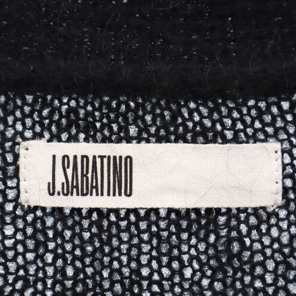J.SABATINO ジェイサバティーノ ストライプ 長袖 ニットカーディガン 1 ブラック×ネイビー メンズ
